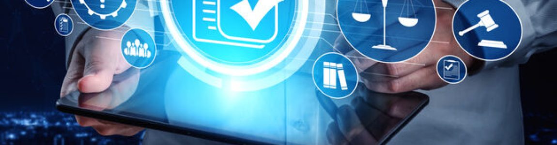 Compliance rule law and regulation graphic interface for business quality policy planning to meet international standard.
